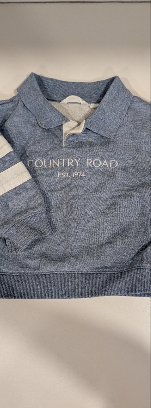 Country Road Heather Blue Rugby Pullover with White Stripes